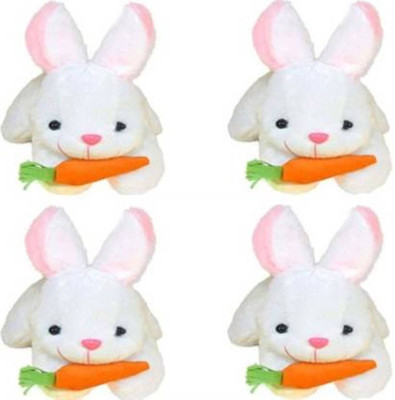 Nihan Enterprises Very Soft Combo Rabbit With Carrot 4 pieces for kids home and car decoration - 25 cm  (White)  - 25 cm(White)
