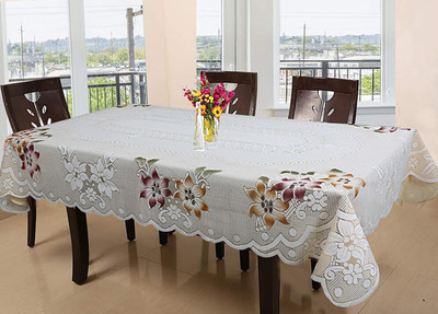 Crafting Bear Floral 2 Seater Table Cover(White, Cotton)