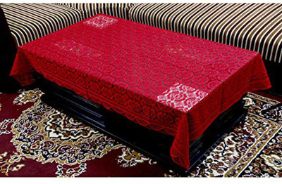 pk craft Self Design 6 Seater Table Cover(Maroon, Cotton)