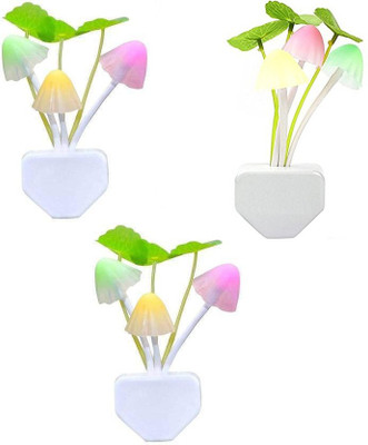 NEFI Automatic Sensor Mushroom Night Lamp - Multi Color Changing Effect - Work in Dark Place Due to Night Sensor (Multi Color) Night Lamp(10 cm, White)