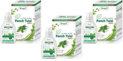 Vringra Tulsi Liquid - Tulsi Ras - Panch Tulsi Extract - Tulsi Drops (Pack Of 3)(3 x 30 ml)