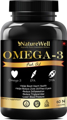 Naturewell Fish Oil (Double Strength) Omega 3 Fatty Acids with EPA 360 mg DHA 240 mg(60 Tablets)