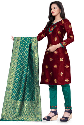 Aadvika Silk Blend Self Design Salwar Suit Material