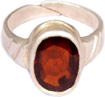 Takshila Gems Natural Gomed Stone Ring in Silver 925 Lab Certified Adjustable Ring (7 Ratti / 6.30 Ratti) (Hessonite Stone Ring) Silver, Stone Ring