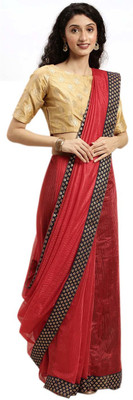 Divastri Solid/Plain Bollywood Art Silk Saree(Red)