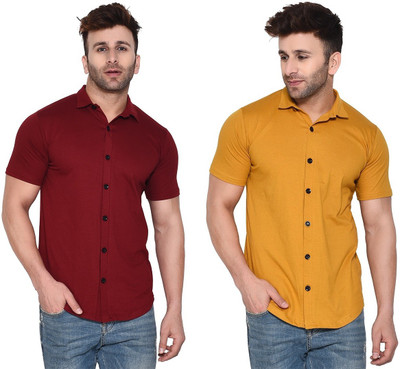 Lawful Casual Men Solid Casual Multicolor Shirt(Pack of 2)