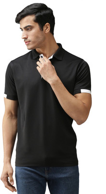 EPPE Solid Men Polo Neck White, Black T-Shirt