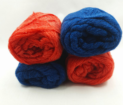 M H N CREATION ORIGINAL 3 PLY KNITTING WOOL YARN RED BLUE ( SET OF 4 )