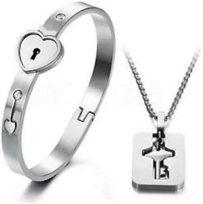Heer Collection Stainless Steel Crystal Silver Bracelet