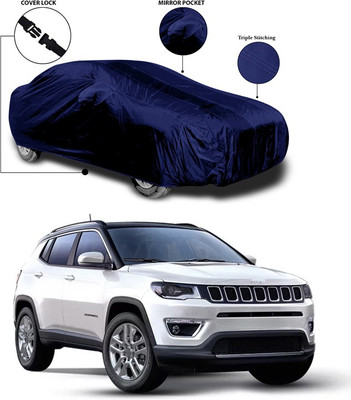 SEBONGO Car Cover For Jeep Compass Facelift (With Mirror Pockets)(Blue)