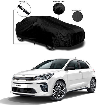 SEBONGO Car Cover For Kia Rio (With Mirror Pockets)(Black)