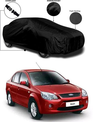ANTHUB Car Cover For Ford Ikon (With Mirror Pockets)(Black)