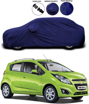 ANTHUB Car Cover For Chevrolet Beat (With Mirror Pockets)(Blue)