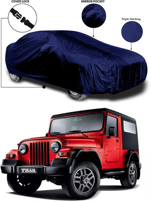 SEBONGO Car Cover For Mahindra Thar (With Mirror Pockets)(Blue)