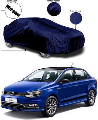 ANTHUB Car Cover For Volkswagen Ameo (With Mirror Pockets)(Blue)
