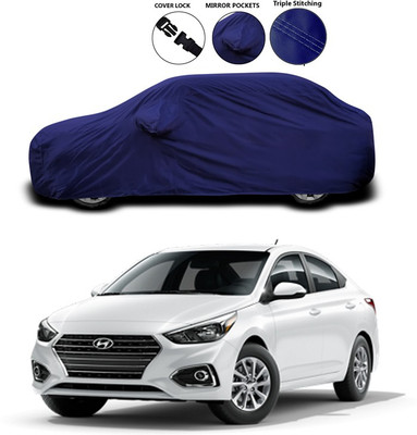 SEBONGO Car Cover For Hyundai Accent (With Mirror Pockets)(Blue)