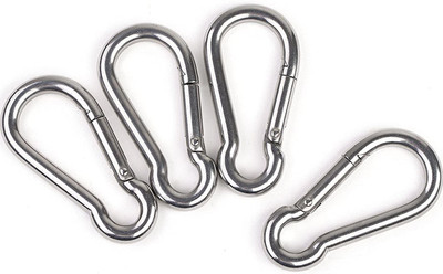 D K FITNESS ENTERPRISES Stainless Steel Spring Snap Hook Carabiner Pack of 4 Carabiner(Silver)