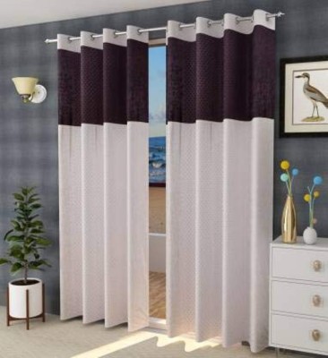 Brand Roots 274 cm (9 ft) Polyester Room Darkening Long Door Curtain (Pack Of 2)(Embroidered, Cream)
