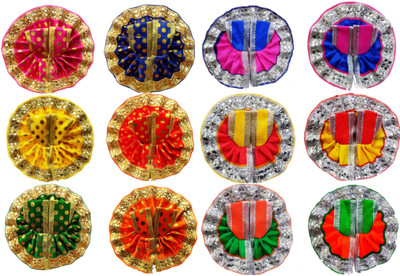 Swa Mi Size 0 (4inch) pack of 12 laddu gopal dress Dress(Silk)