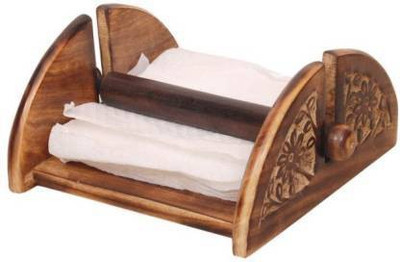 manzees 1 Compartments Wooden Napkin Tissue Holder(Brown)