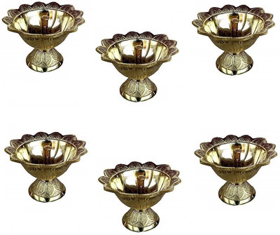 Adhvik Pack Of 6 Pcs Brass Diwali Devdas (No 1 Small Size ) Diya Oil / Ghee Lamp for Puja Home Decor Brass (Pack of 6) Table Diya(Height: 1.37 inch)