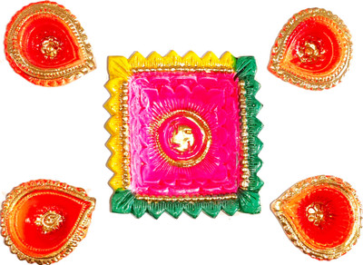 KHUSHA CREATIONS Earthenware (Pack of 5) Table Diya Set(Height: 1 inch)
