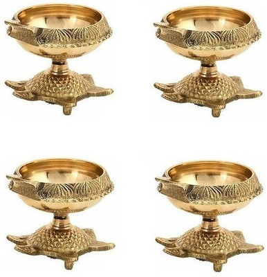De-Ultimate Brass (Pack of 4) Table Diya(Height: 2.16 inch)