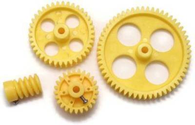 Cam cart Yellow Plastic Wheel, Spur, Worn Gear For DC Motor DIY Model Toys 56 TOOTH + 38 TOOTH + 26 TOOTH + 6 TOOTH - PAIR OF 4 Power Supply Electronic Hobby Kit Power Supply Electronic Hobby Kit