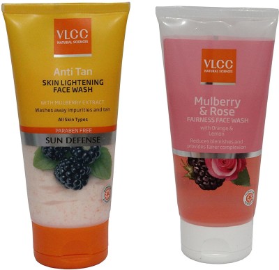 VLCC Combo Kit of Anti-Tan  (150 ml) & Mulberry & Rose  (150 ml) ( Pack of 2) Face Wash(150 ml)