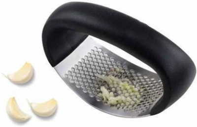 VRAJBHUMI ENTERPRISE Multi-Function Manual Garlic Press Grinding Slicer - Stainless Steel Garlic Mincer Crusher, Peeler and Chopper with Handle Garlic Press(Steel, Black)