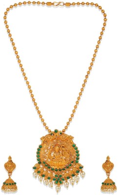 JEWELS GURU Alloy Gold-plated Green Jewellery Set(Pack of 1)