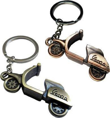 Techpro Vespa Model Scooter Key Chain Metal Keychain Copper and Golden Colour Combo Pack Key Chain Key Chain
