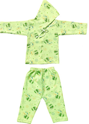 RG Collection Kids Nightwear Baby Boys & Baby Girls Printed Cotton Blend(Green Pack of 1)