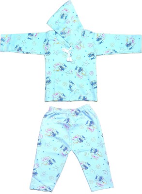 RG Collection Kids Nightwear Baby Boys & Baby Girls Printed Cotton Blend(Blue Pack of 1)