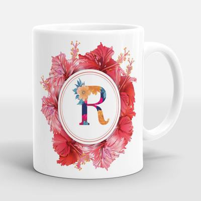 Sublikraft Alphabet R Multi Color Printed Ceramic Coffee Mug(330 ml)