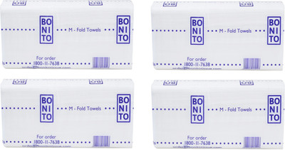 Bonito Premium M Fold Napkins and Tissue Pack 125 Pulls Pack of 4 White Paper Napkins(4 Sheets)