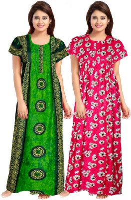 SILVER ORGANISATION Women Nighty(Pink, Green)