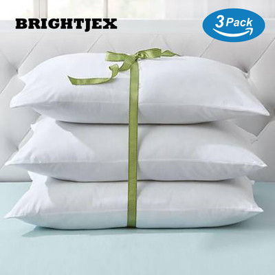 brightjex Polyester Fibre Stripes Sleeping Pillow Pack of 3(White)