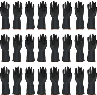 Safies Black Rubber Safety Hand Gloves For Men & Women For Outdoor Protection Pack of 12 Pairs. Rubber  Safety Gloves(Pack of 24)