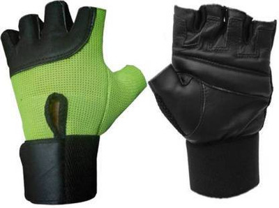 HMFURRYS FINEST LEATHER PADDING Gym Gloves for men and women (106_Green) Gym & Fitness Gloves(Green)