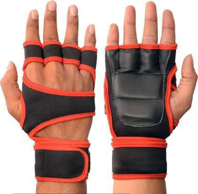 HMFURRYS FINEST Workout Gloves with Wrist Support for Gym Workouts, weight lifting Gym & Fitness Gloves(Red)