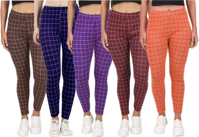 Just Live Fashion Checkered Women Multicolor Tights