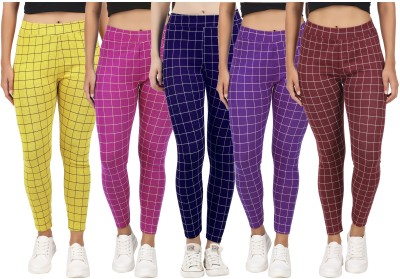 Just Live Fashion Checkered Women Multicolor Tights