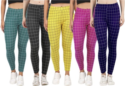 Just Live Fashion Checkered Women Multicolor Tights