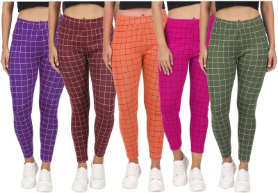 Just Live Fashion Checkered Women Multicolor Tights