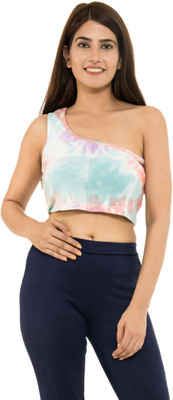 KILKI Casual Sleeveless Printed Women Blue Top