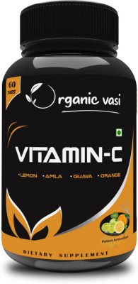 Organic Vasi Vitamin-C 1000mg Tablets Supplement, Amazing Formula of Lemon, Amla, Orange, Guava(60 Tablets)