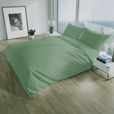 Classic Home 250 TC Polyester Double Striped Flat Bedsheet(Pack of 1, Pista)