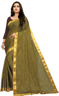 AAENA Woven Bollywood Lycra Blend Saree(Dark Green)