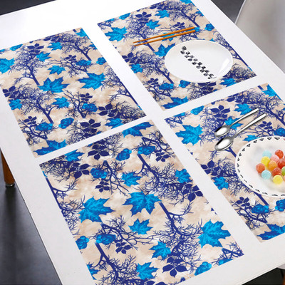 E-Retailer Rectangular Pack of 6 Table Placemat(Blue, PVC)